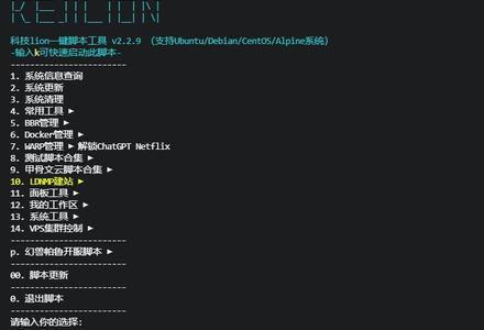 科技lion一键脚本 Linux服务器运维工具箱 监控管理建站一个脚本全搞定!-测试站-wp.puo.cn学习园地